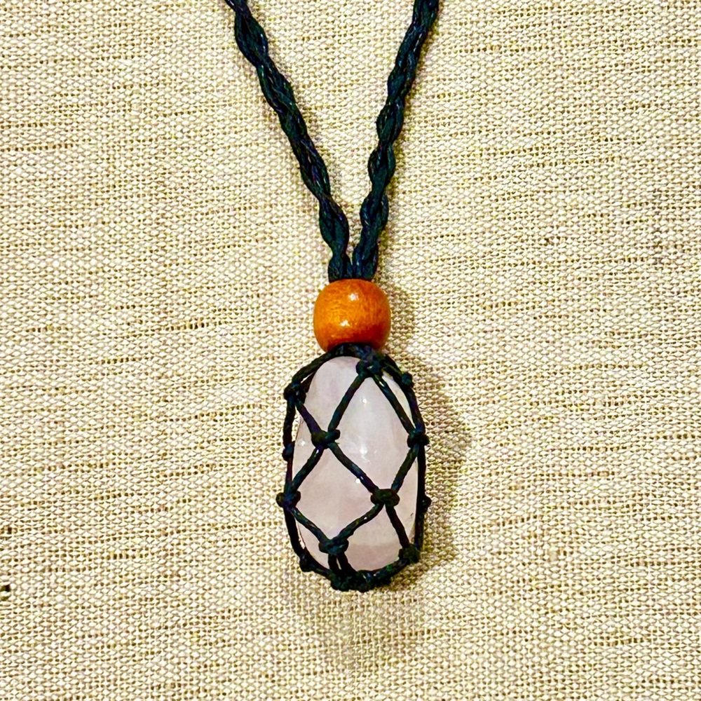 Rose Quartz Macrame Necklace